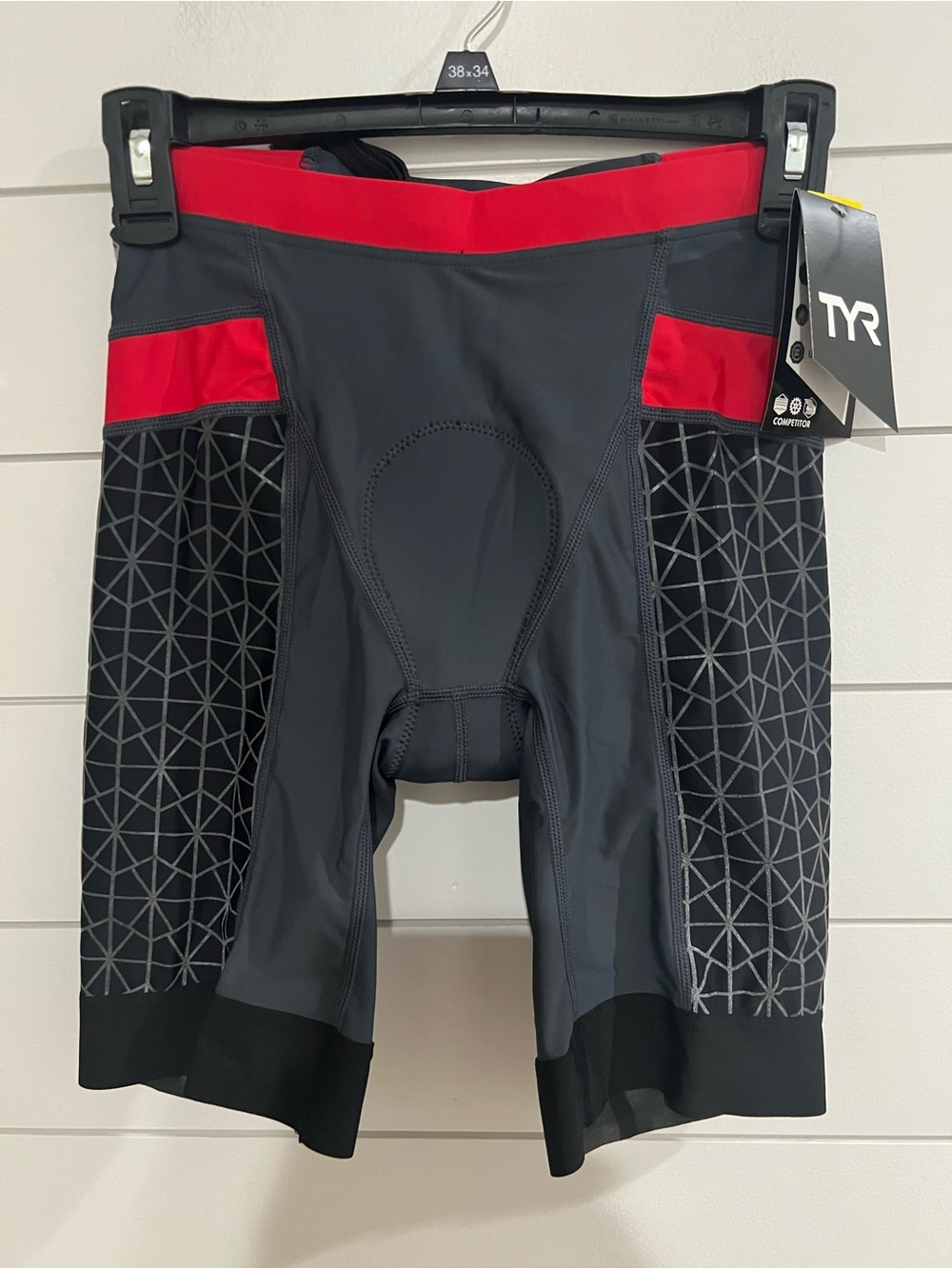 TYR Men’s Gray & Red Performance Swim Shorts